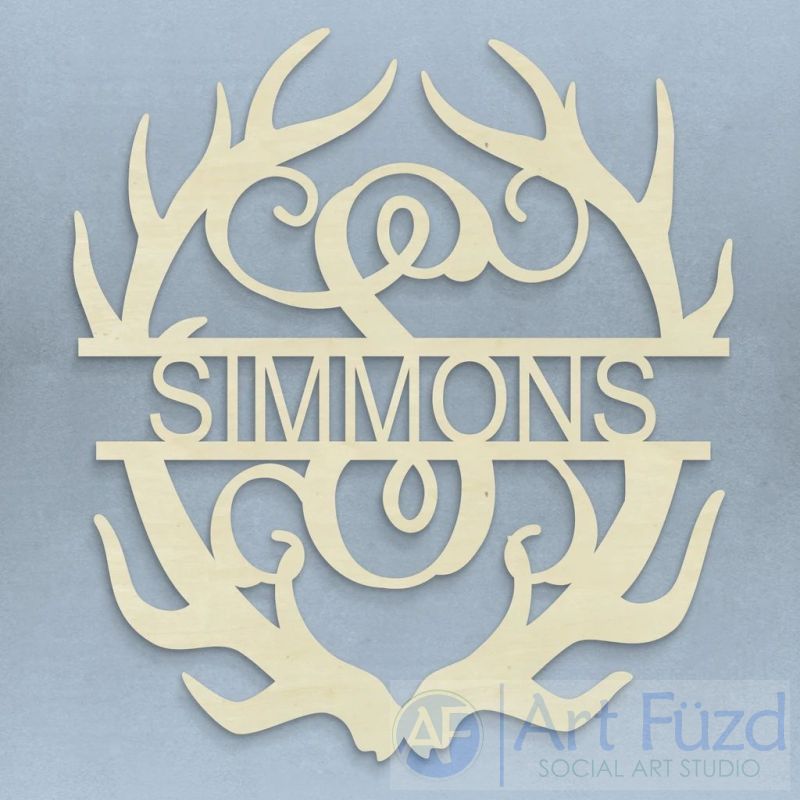 Antler Monogram with Name - 2 sizes - Custom Name Sign for Home