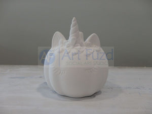 Unicorn Pumpkin with Eyelashes ~ 3.75 in. dia. x 4.25 in. high