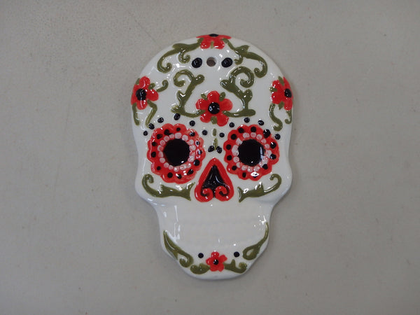 Flat Day Of The Dead Sugar Skull Ornament ~ 2.5 x 4