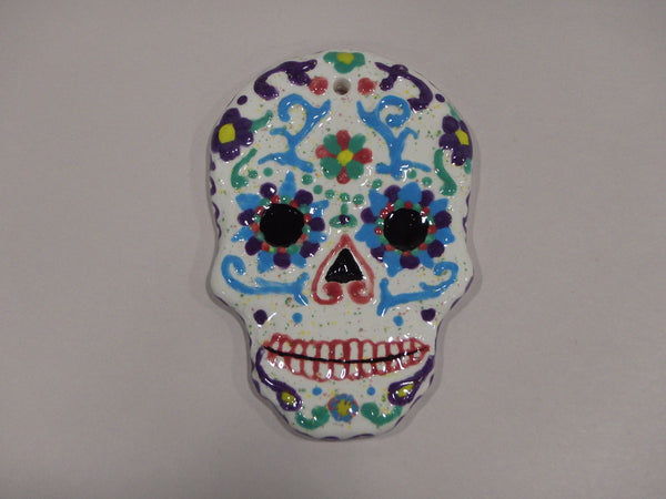 Flat Day Of The Dead Sugar Skull Ornament ~ 2.5 x 4