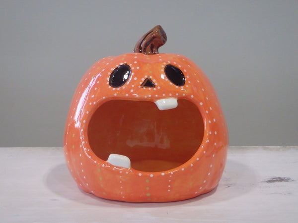 Pumpkin Loud Mouth Candy Container ~ 7 x 7.25 x 6.75