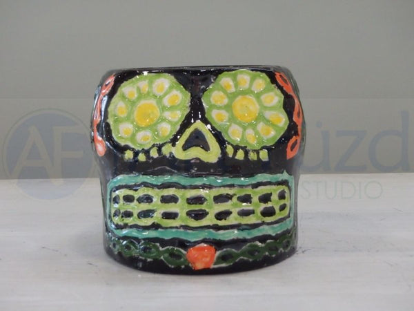 Day Of The Dead Sugar Skull Planter ~ 3.5 in. dia. x 3 in. high