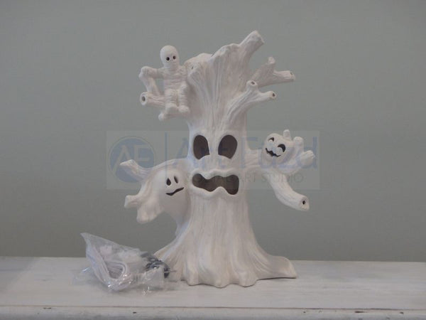 Haunted Halloween Tree LIght Up Figurine, includes Light Kit ~ 10 x 13