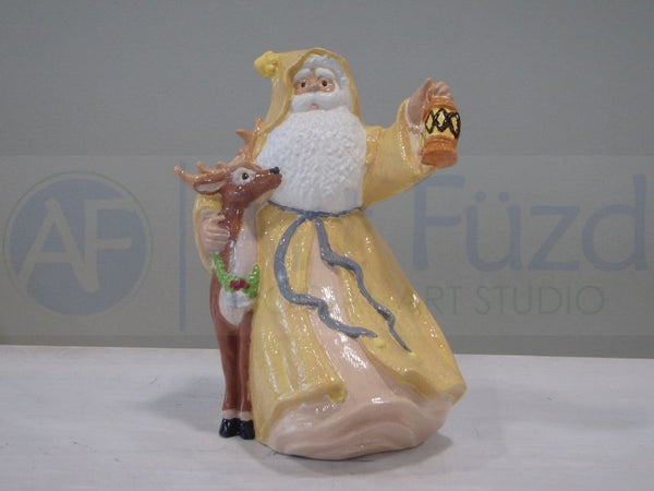 Medium Vintage Santa with Large Beard with Large Reindeer Figurine ~ 6.5 x 5.75 x 8.5